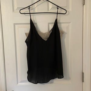 Free People Black cami with lace insert